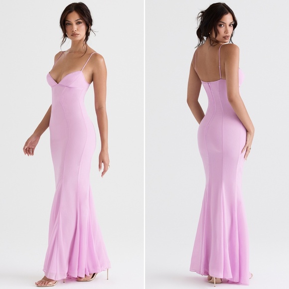 NEW House of CB Loren Pink Maxi Dress Large+ (XL) with Plus Cup - Picture 1 of 17